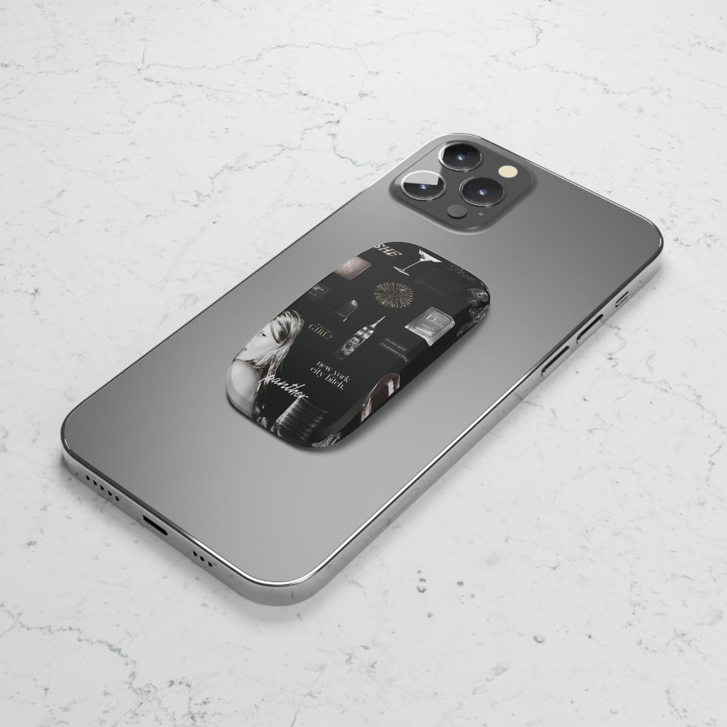 NYC Glam Nights Phone Click-On Grip (Black).