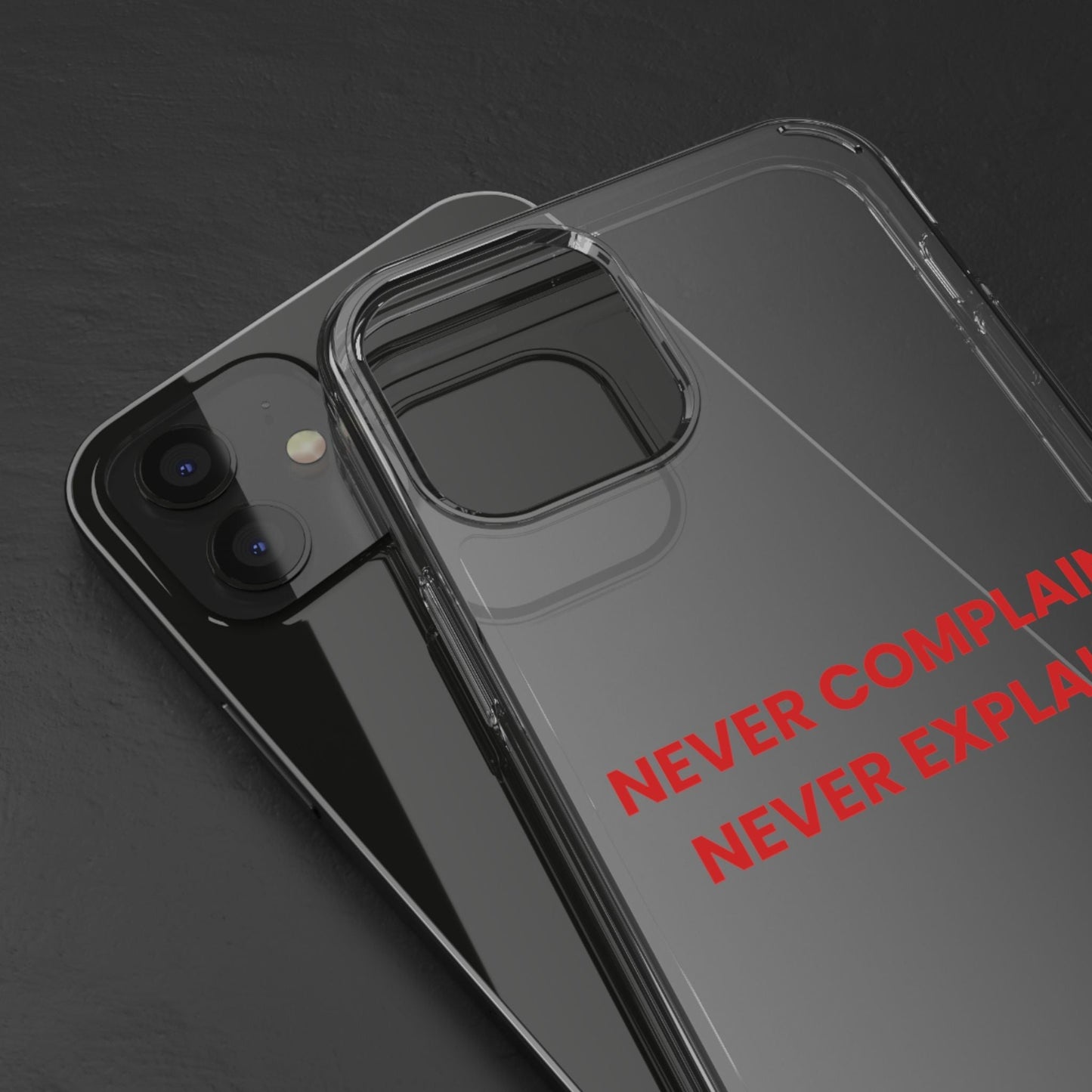 “Never Complain Never Explain” Clear Case