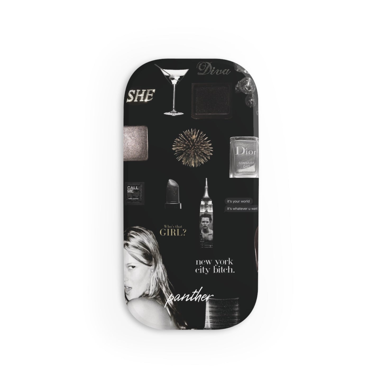 NYC Glam Nights Phone Click-On Grip (Black).