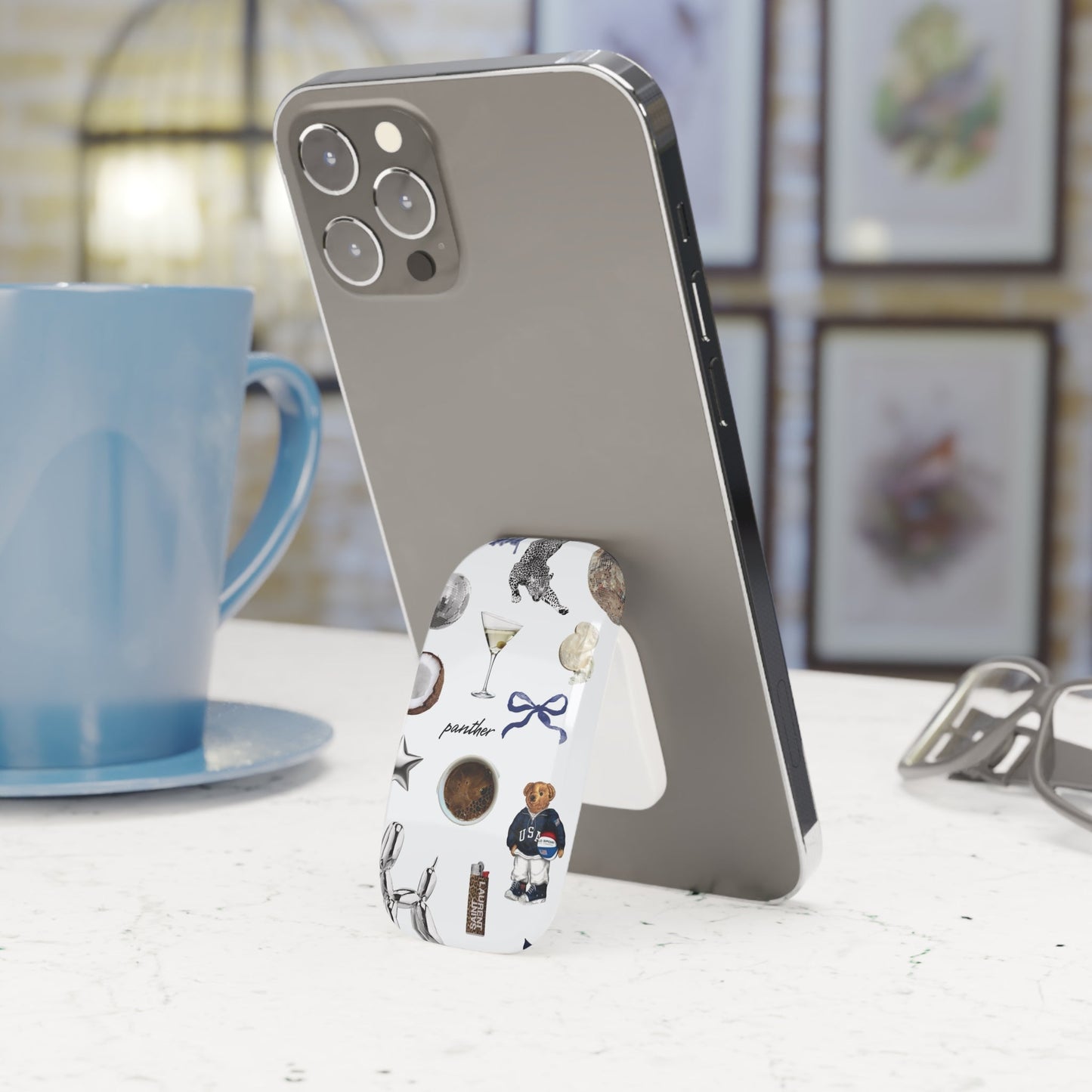 Navy Glam Phone Click-On Grip.