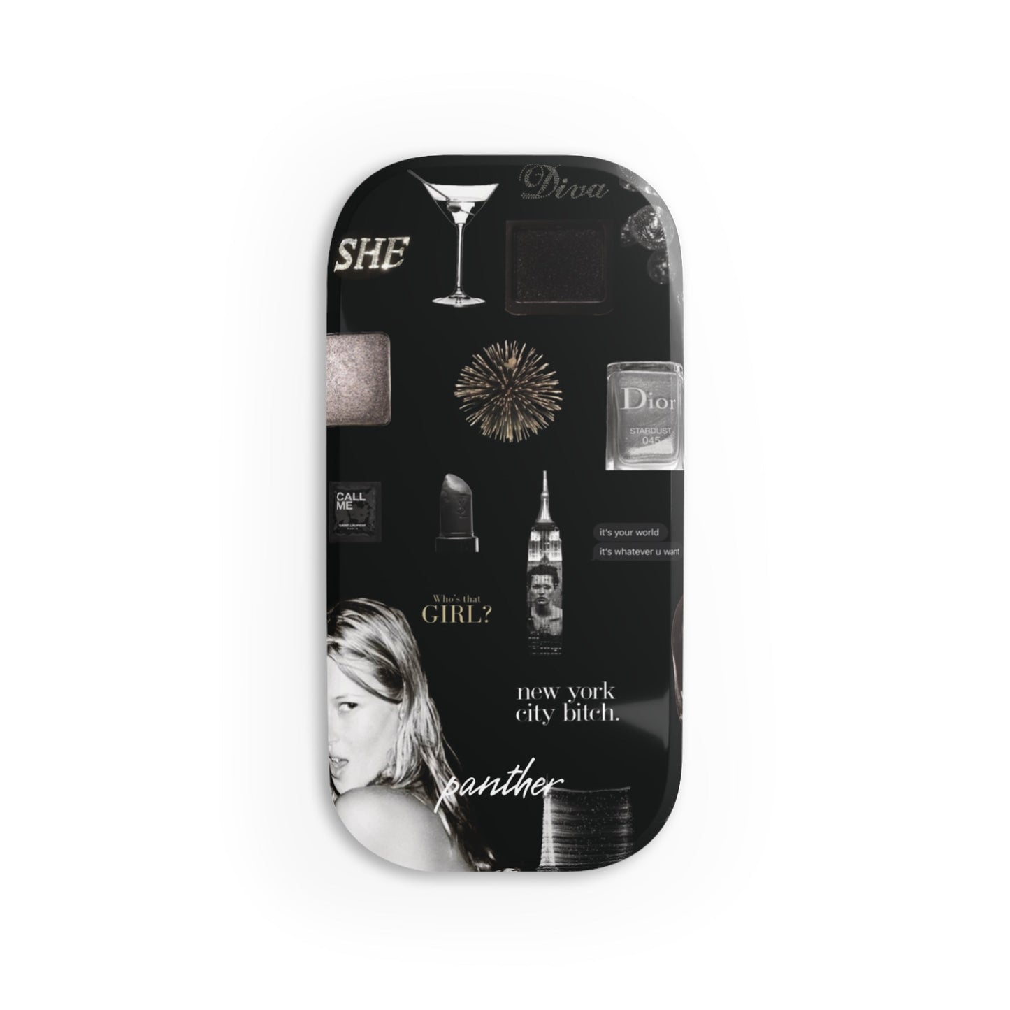 NYC Glam Nights Phone Click-On Grip (Black).