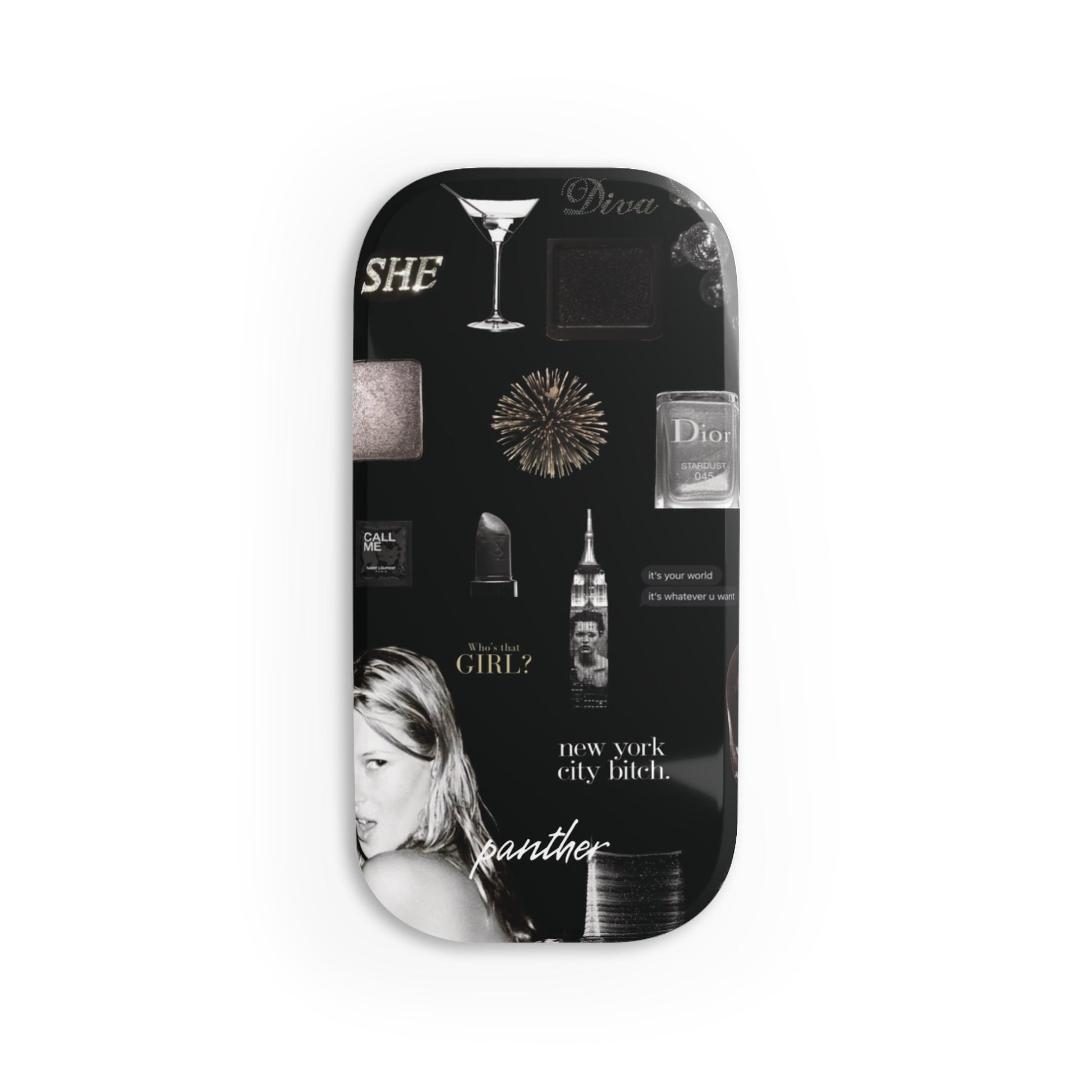 NYC Glam Nights Phone Click-On Grip (Black).